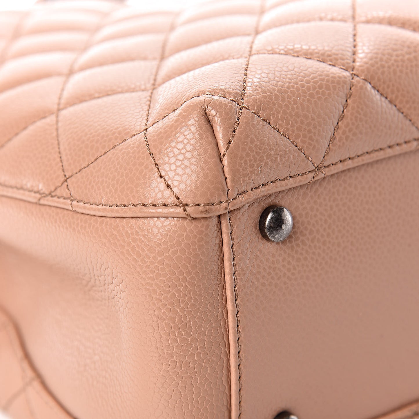 Caviar Quilted Large City Shopping Tote Beige