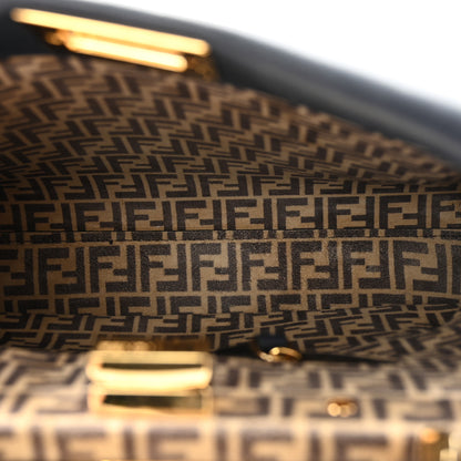 Fendi Vitello Seta Suede FF Mini Peekaboo Iconic Satchel Midnight Miel 5 of 14