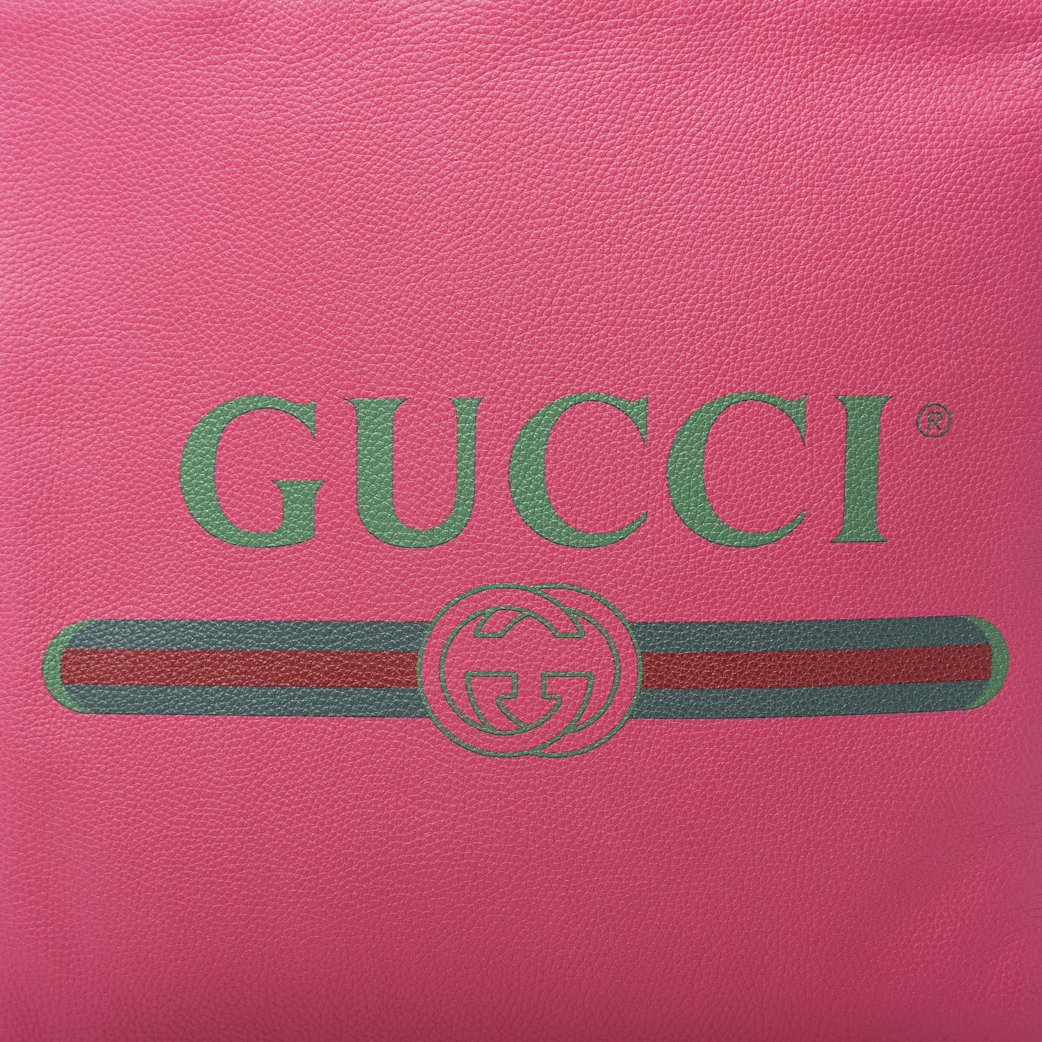 Gucci Grained Calfskin Logo Drawstring Backpack Box Pink Green Black 10 of 10