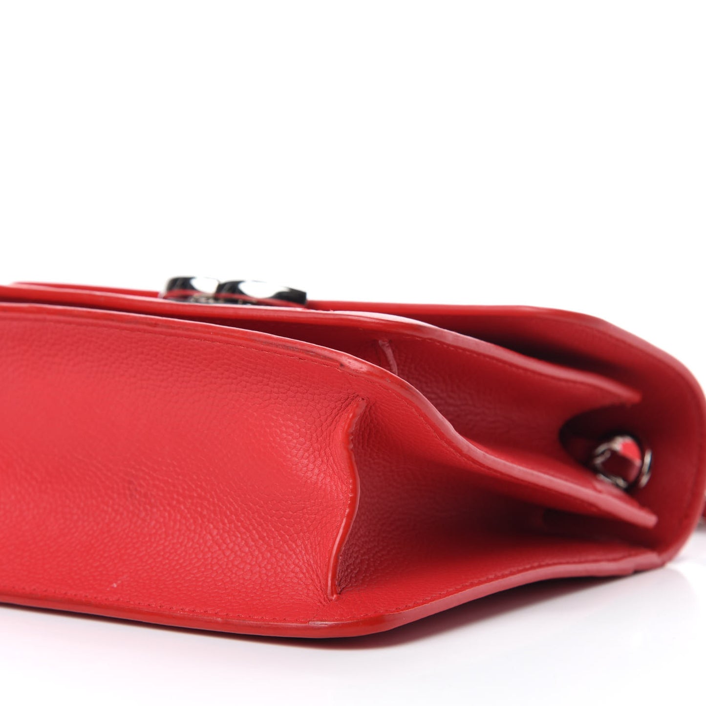 Grained Calfskin Quilted Small CC Box Flap Red