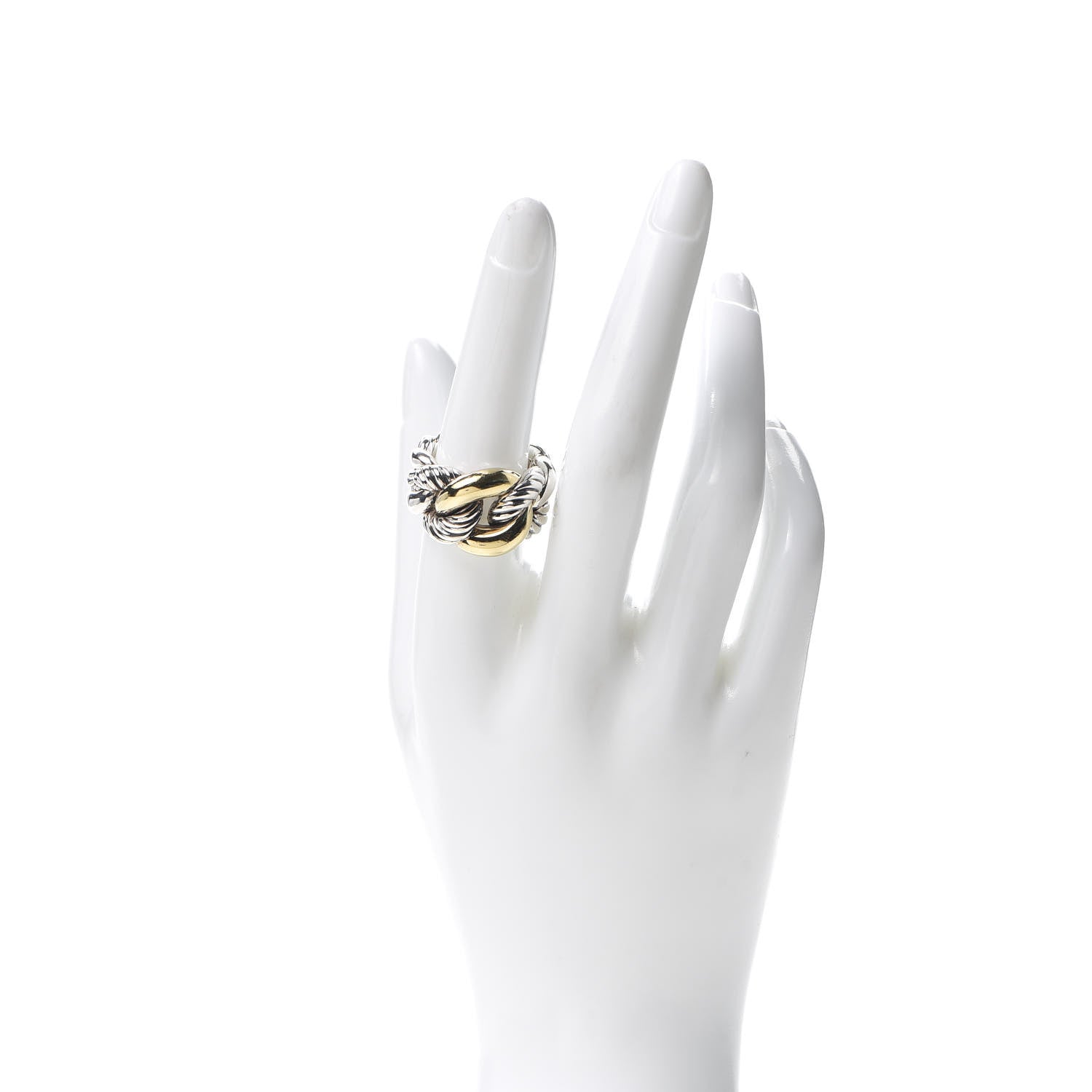 David Yurman Sterling Silver 18K Yellow Gold Belmont Ring 54 7 2 of 4