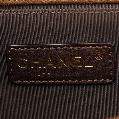 Chanel Suede Calfskin Quilted Medium Boy Flap Green Brown 6 of 13