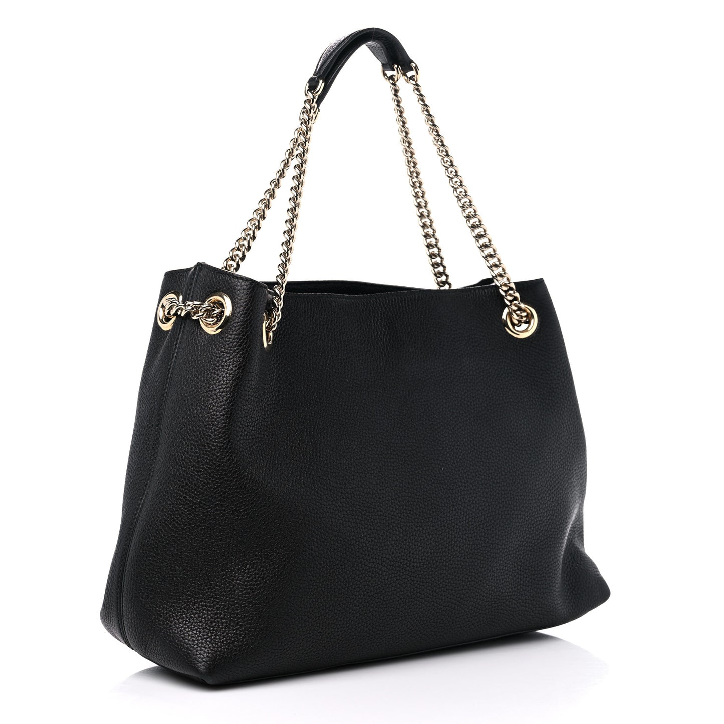 Pebbled Calfskin Medium Soho Chain Shoulder Bag Black