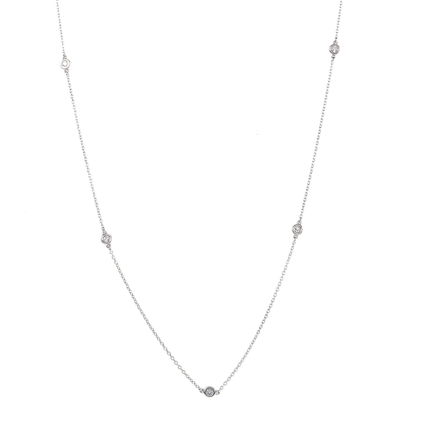 Sterling Silver Diamond .15ctw Elsa Peretti Diamonds by the Yard Five Station Necklace