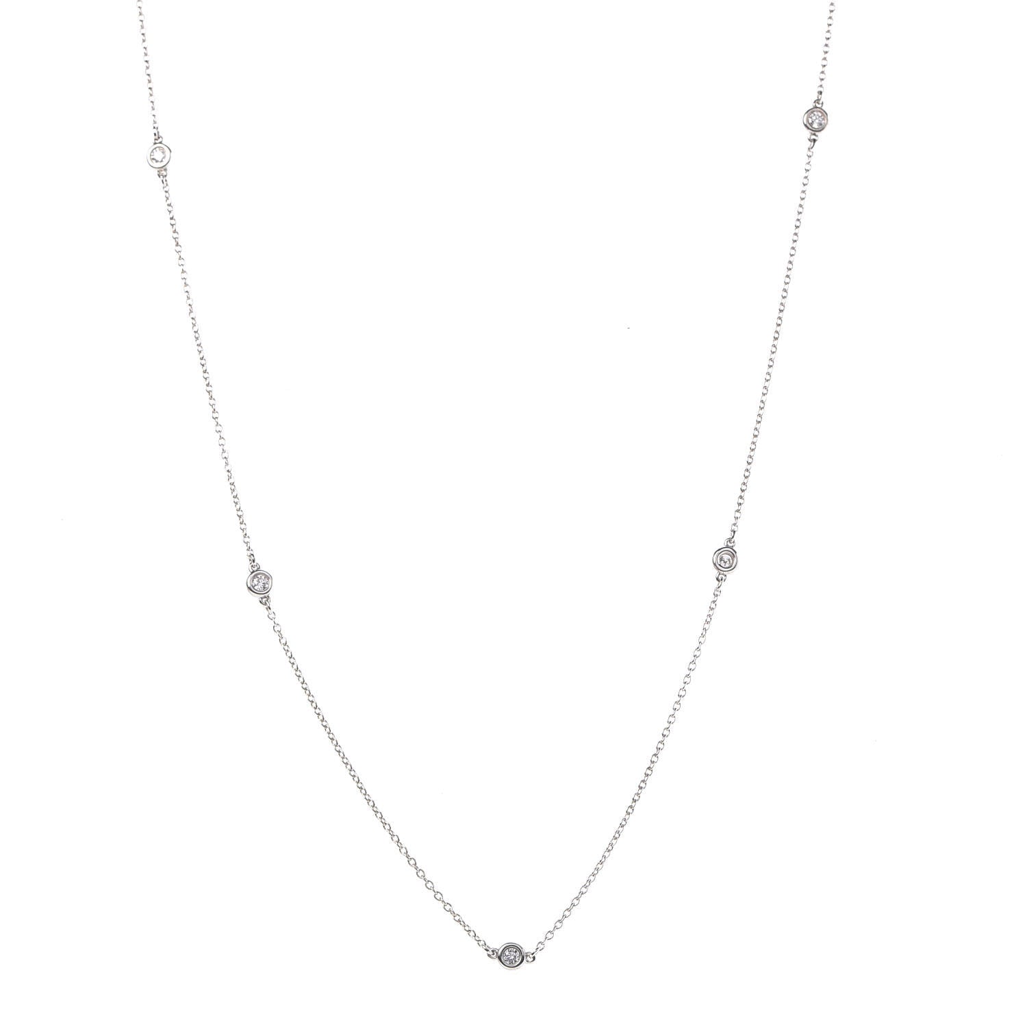 Tiffany Sterling Silver Diamond .15ctw Elsa Peretti Diamonds by the Yard Five Station Necklace 1 of 8