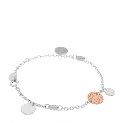 Hermes Sterling Silver 18K Rose Gold Confettis Bracelet LG 1 of 6