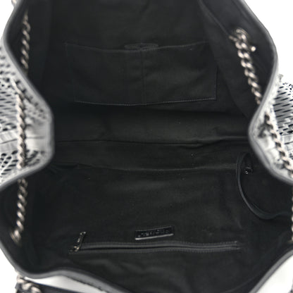 Chanel Calfskin Laser Cut Perforated CC Tote Black 5 of 10