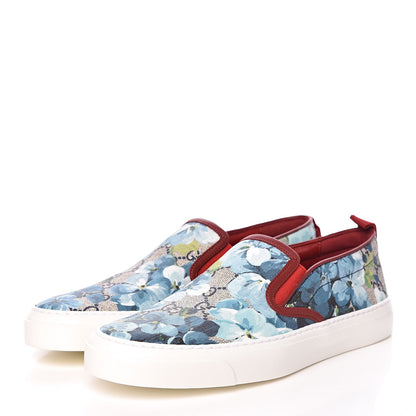 Gucci GG Supreme Monogram Blooms Womens Slip On Sneakers 37.5 Beige Blue Navy Red 3 of 9