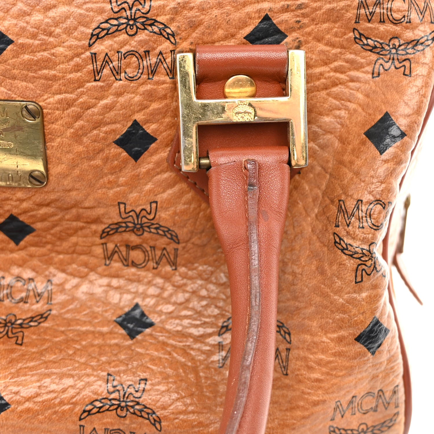 MCM Visetos Essential Boston Bag Cognac 7 of 10