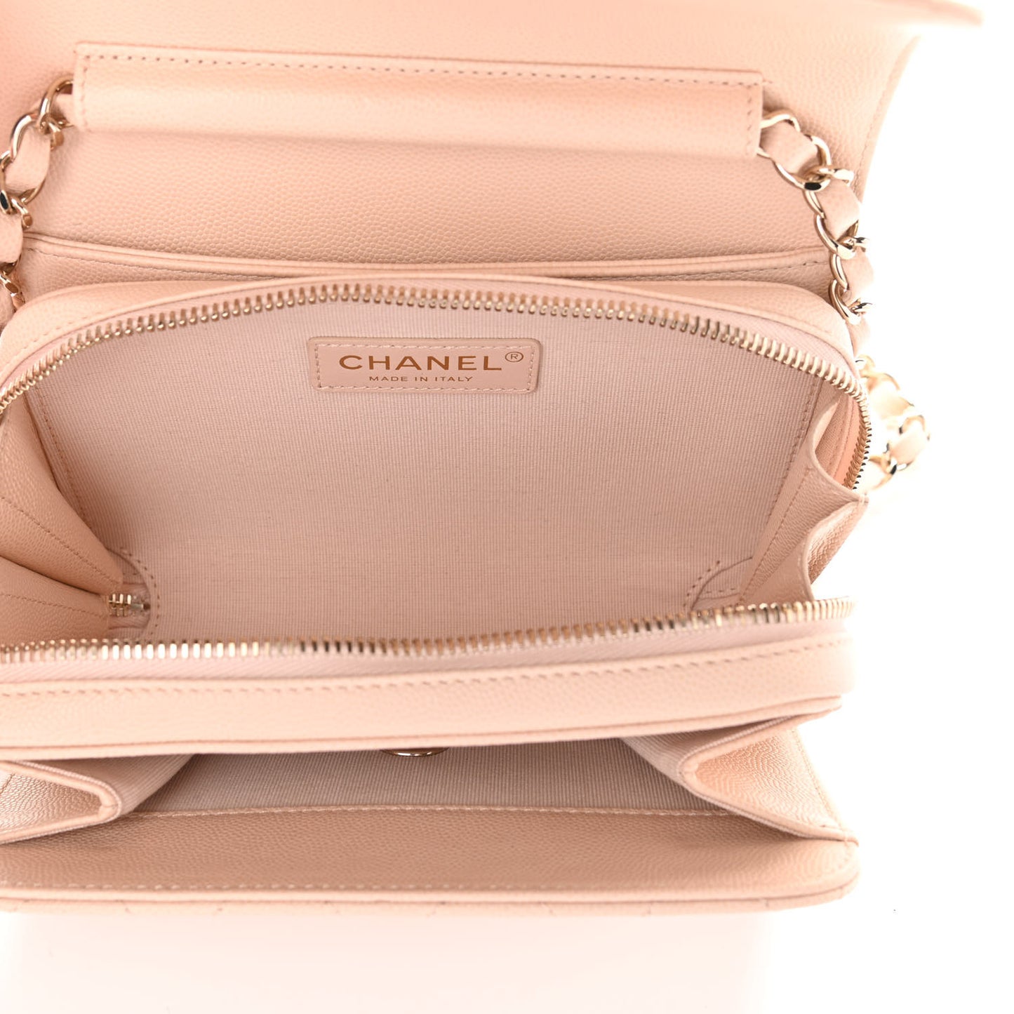 Caviar Quilted Like A Wallet Flap Light Beige