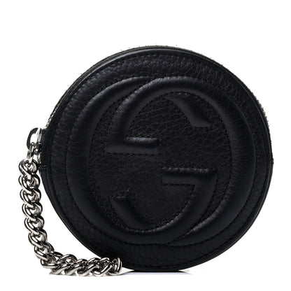 Gucci Pebbled Calfskin Round Coin Purse Black 1 of 4