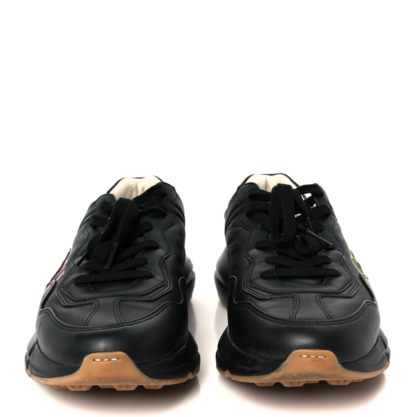 Calfskin Iridescent Logo Mens Rhyton Sneakers 8.5 Black
