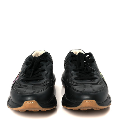Gucci Calfskin Iridescent Logo Mens Rhyton Sneakers 8.5 Black 3 of 9