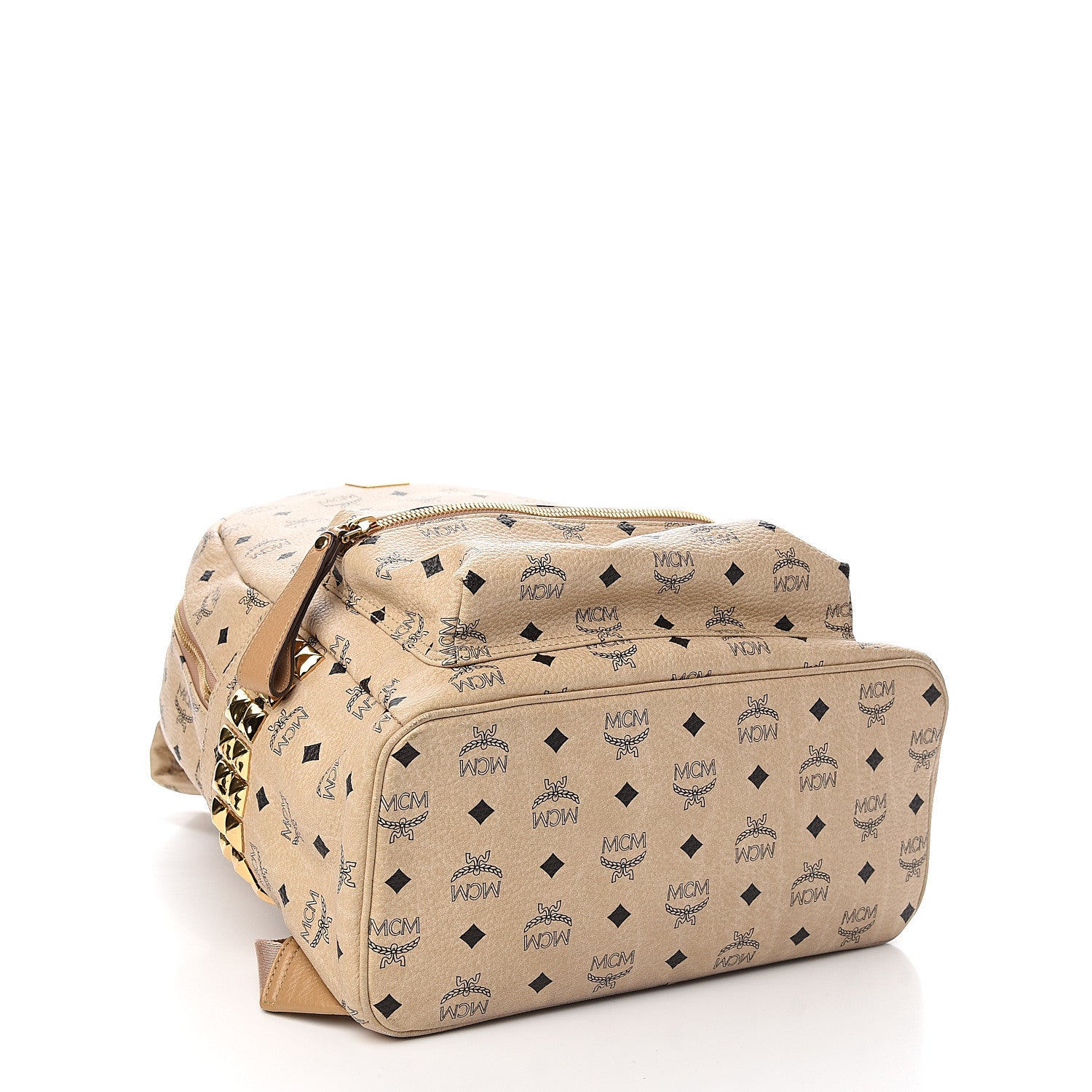 MCM Visetos Medium Side Stud Stark Backpack Beige 3 of 9