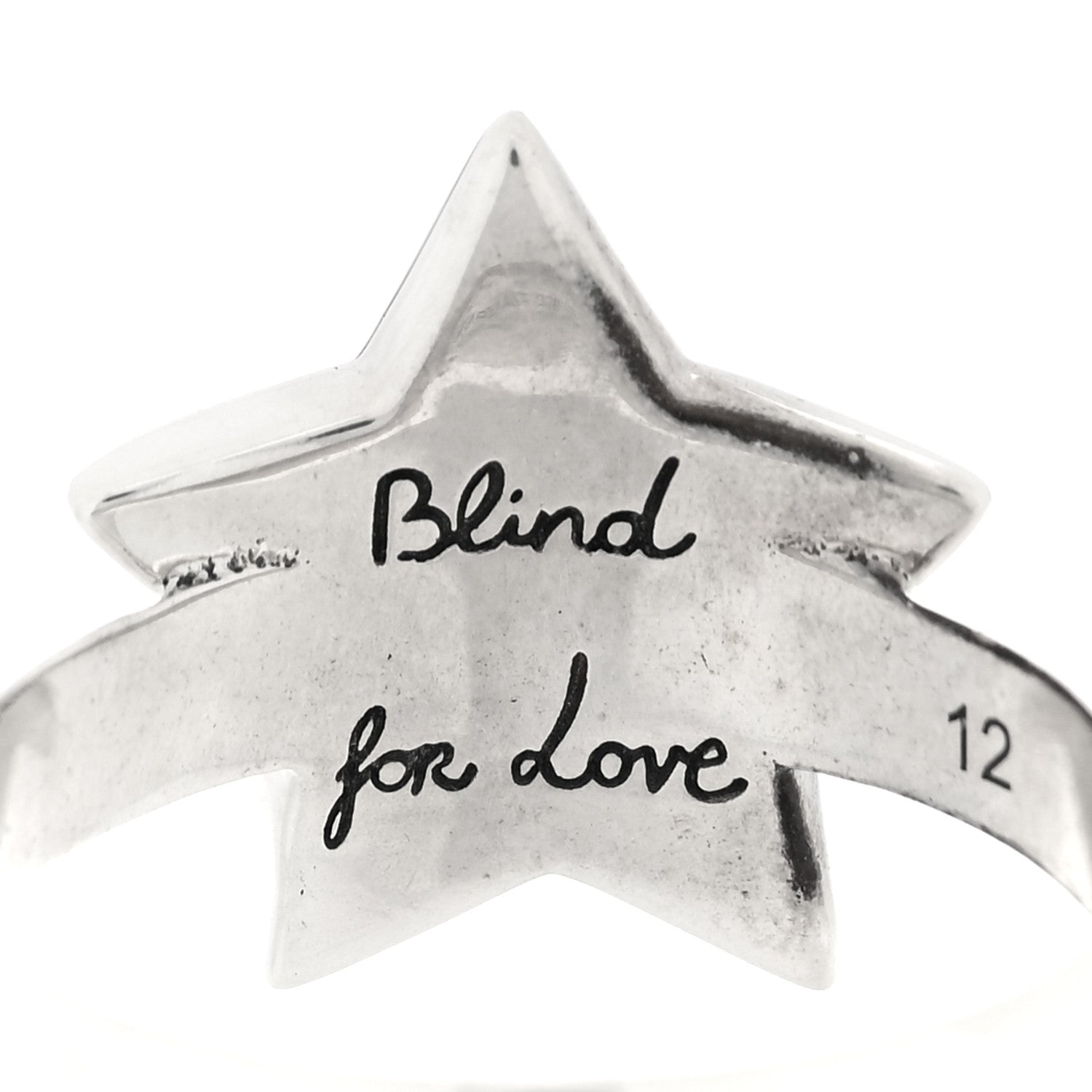 Gucci Sterling Silver Blind for Love Star Cat Ring 51 5.75 5 of 6