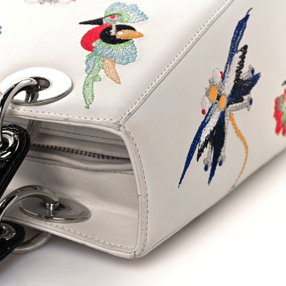 Christian Dior Smooth Calfskin Embroidered Medium Lady Dior White Multicolor 7 of 12