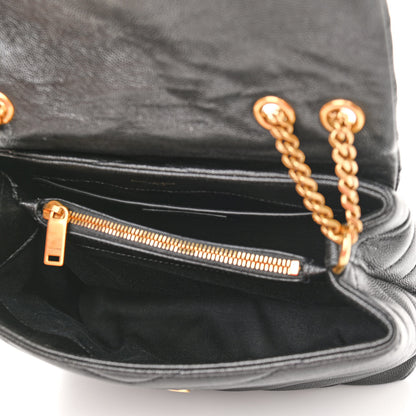 Saint Laurent Grain de Poudre Calfskin Y Quilted Monogram Small Loulou Chain Satchel Black 5 of 10