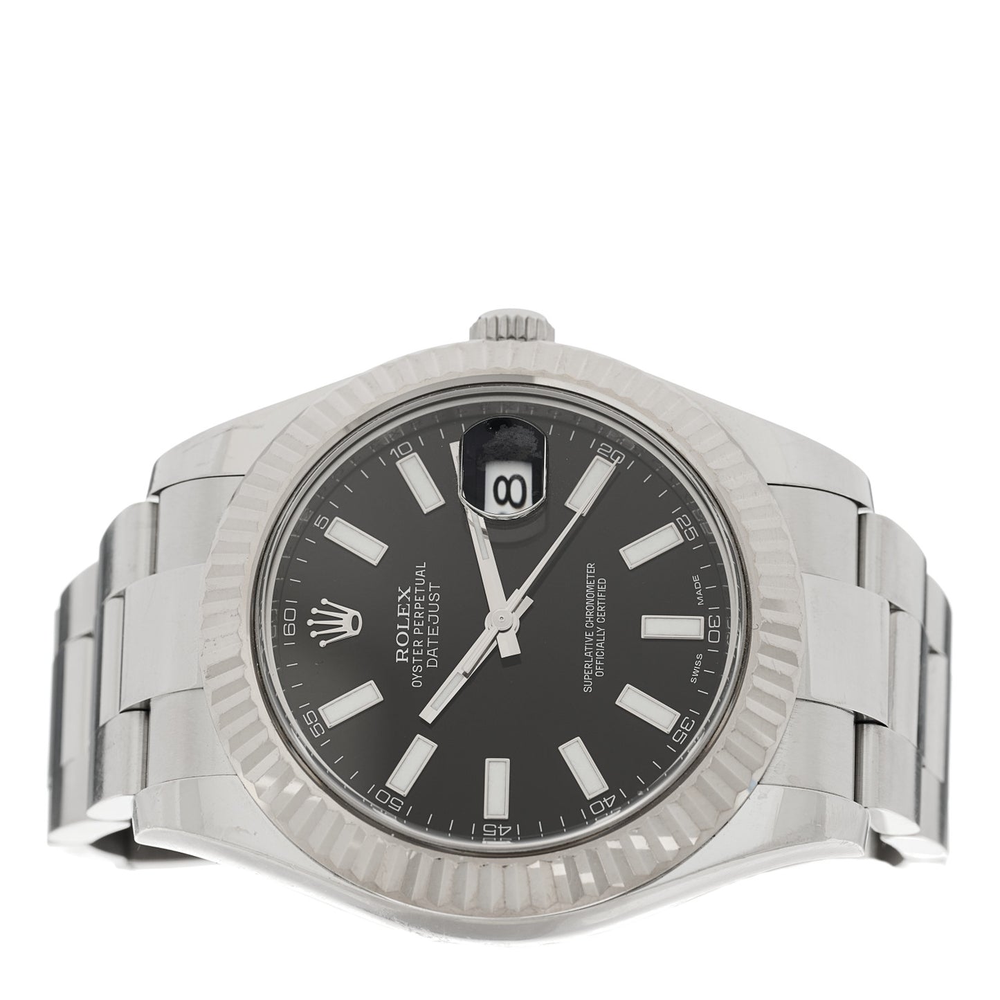 Stainless Steel 18K White Gold 41mm Oyster Perpetual Datejust Watch Black 116334