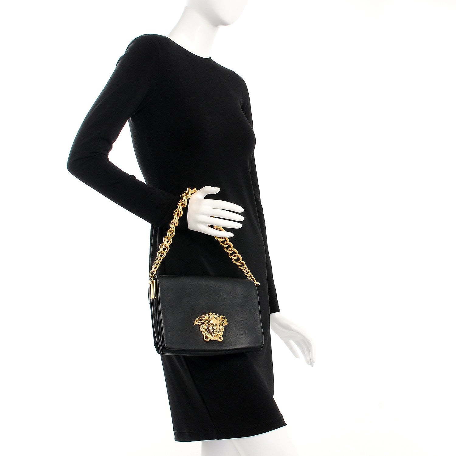 Versace Nappa Palazzo Sultan Shoulder Bag Black 2 of 7