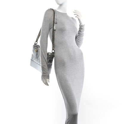 Chanel Metallic Lambskin Calfskin Quilted Medium Gabrielle Hobo Silver 2 of 10