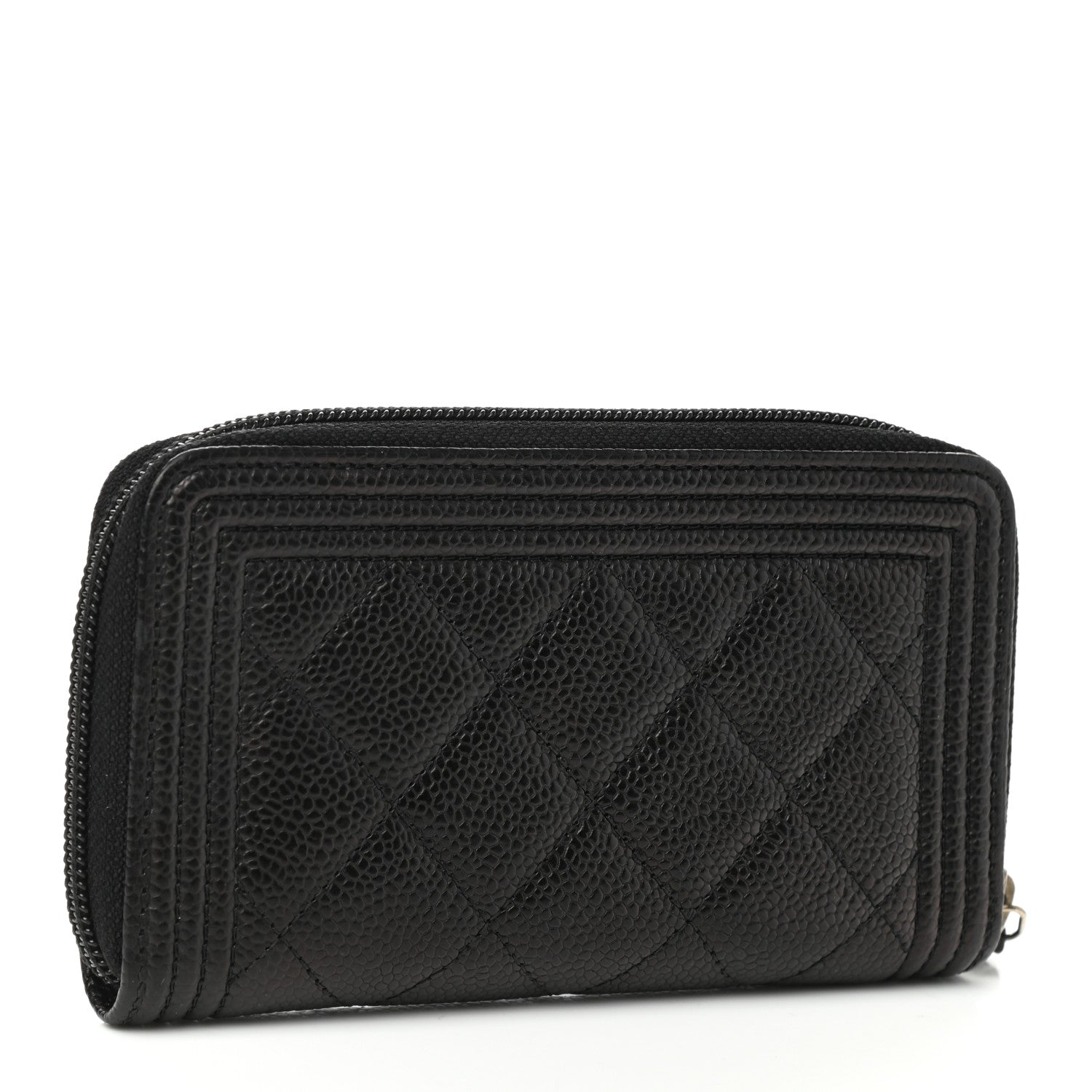 Chanel Caviar Quilted Small Boy Zip Around Wallet Black 3 of 8