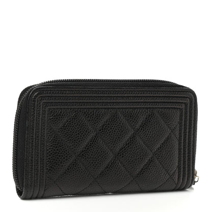Chanel Caviar Quilted Small Boy Zip Around Wallet Black 3 of 8