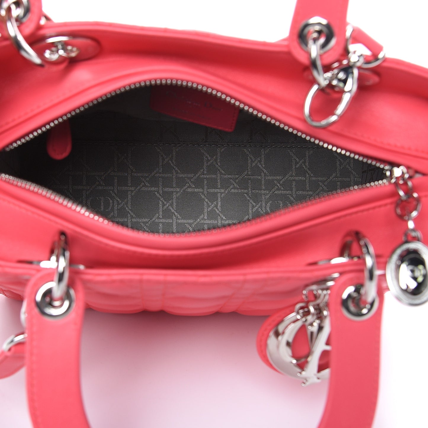 Lambskin Cannage Medium Lady Dior Coral