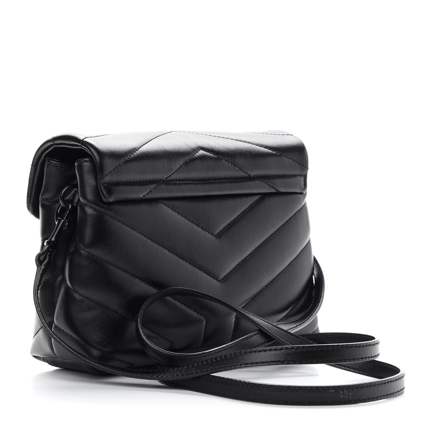Calfskin Y Quilted Monogram Toy Loulou Crossbody Bag Black