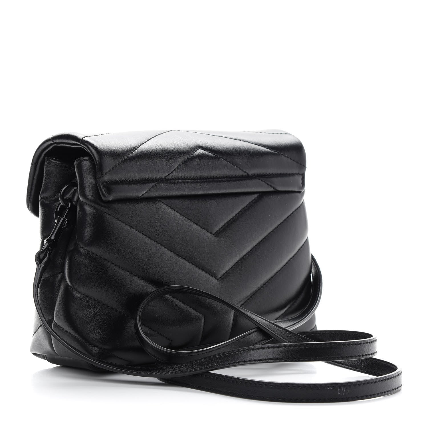 Saint Laurent Calfskin Y Quilted Monogram Toy Loulou Crossbody Bag Black 2 of 8