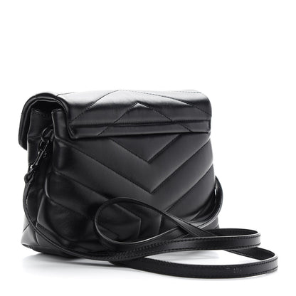 Saint Laurent Calfskin Y Quilted Monogram Toy Loulou Crossbody Bag Black 2 of 8