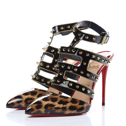 Christian Louboutin Patent Leopard Print Tchicaboum 100 Pumps 40 Version Brown 3 of 7