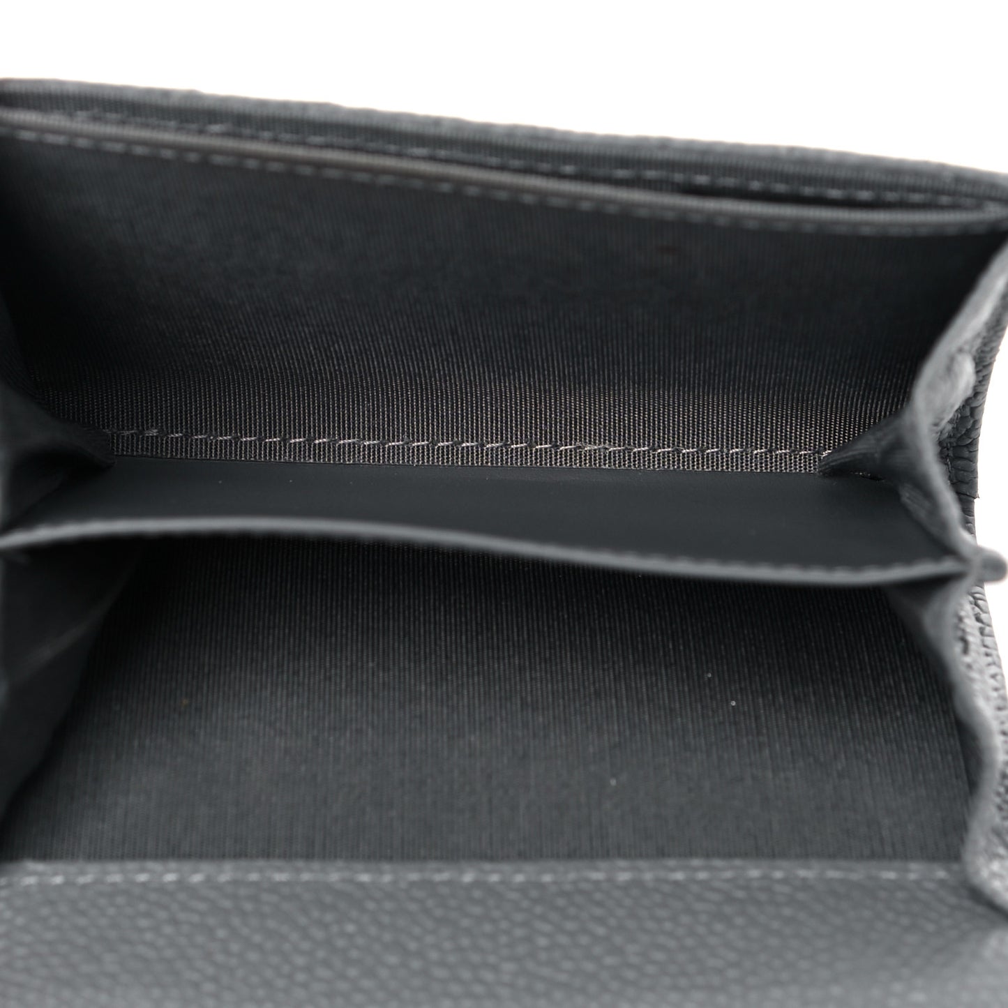 Caviar Chevron Quilted Boy Flap Card Holder Grey