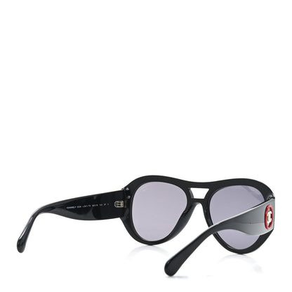 Chanel Acetate CC Pilot Sunglasses 5508 Black 4 of 7