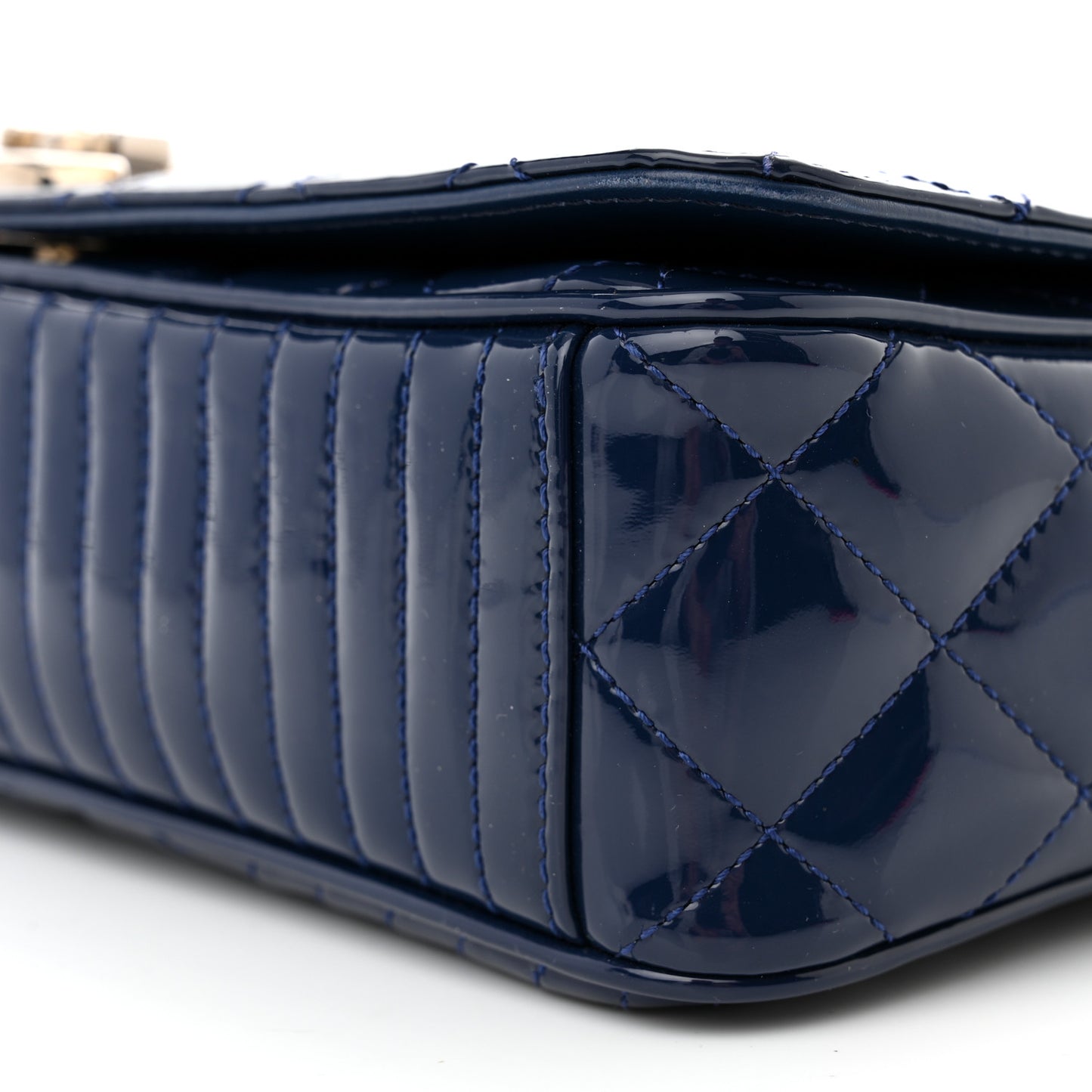 Patent Quilted Medium Coco Boy Flap Blue