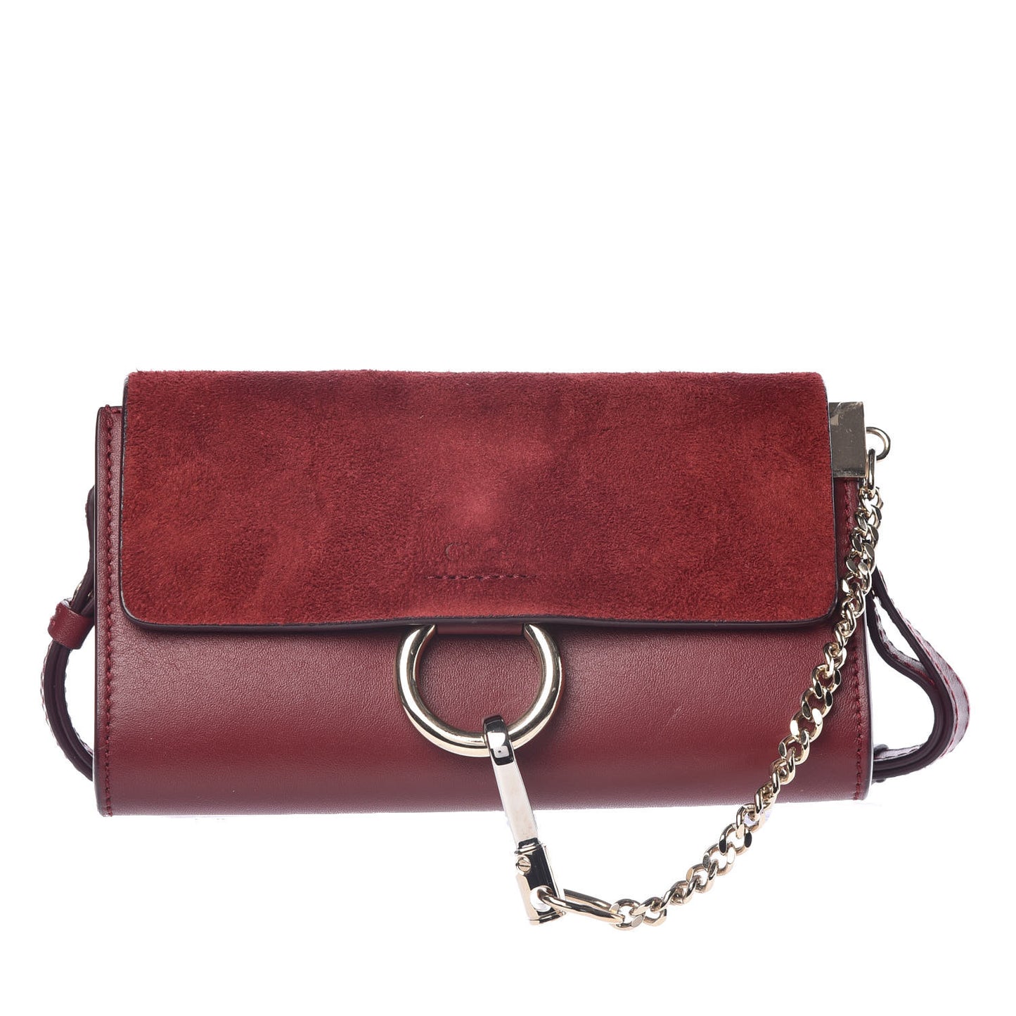 Suede Calfskin Mini Faye Shoulder Bag Plum Purple
