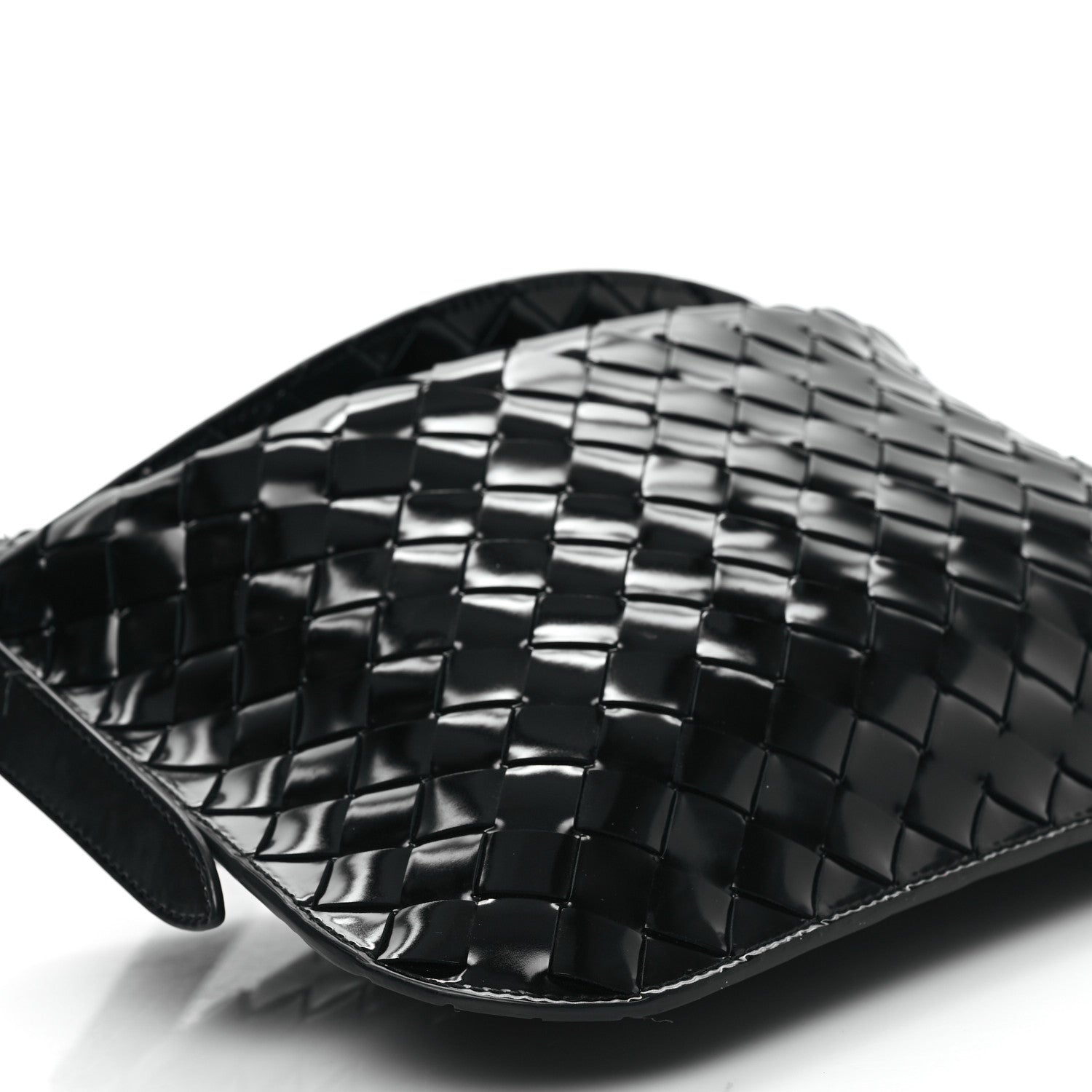 Bottega Veneta Patent Intrecciato Shoulder Bag Black 8 of 11