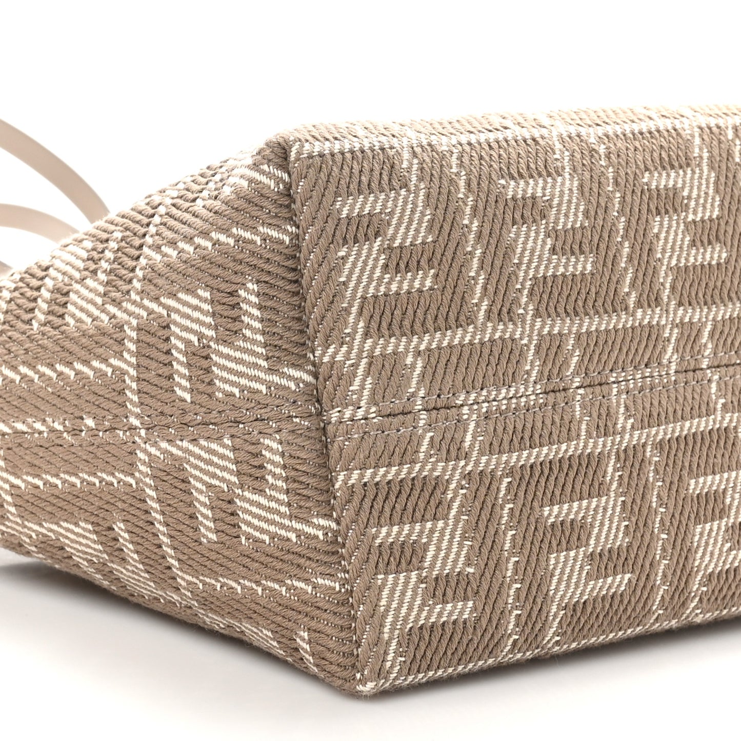 Denim Jacquard FF Effect Vitello Grace Mini Roll Tote Dove White Dove