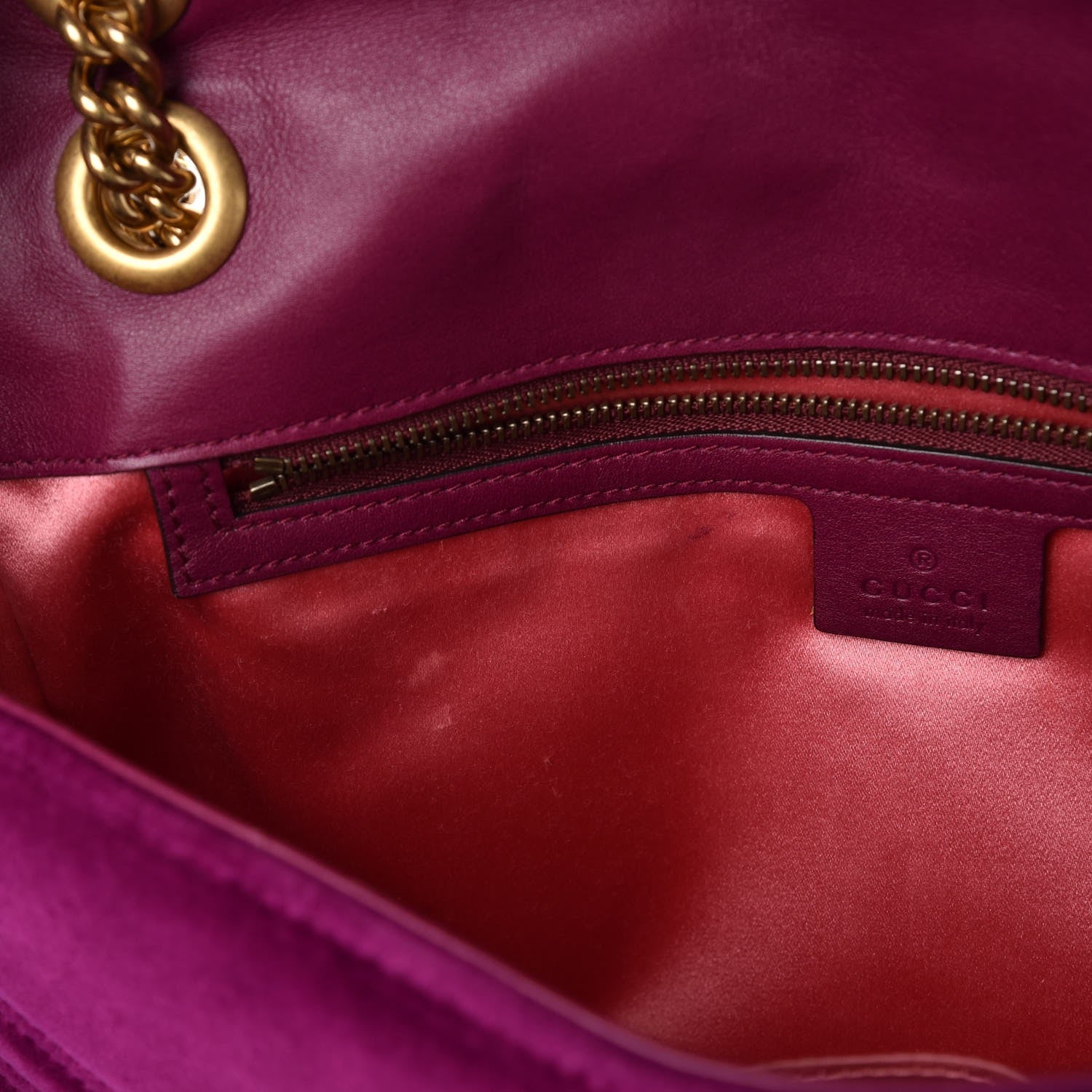 Gucci Velvet Matelasse Medium GG Marmont Shoulder Bag Fuchsia Violet Cyclamen 9 of 12