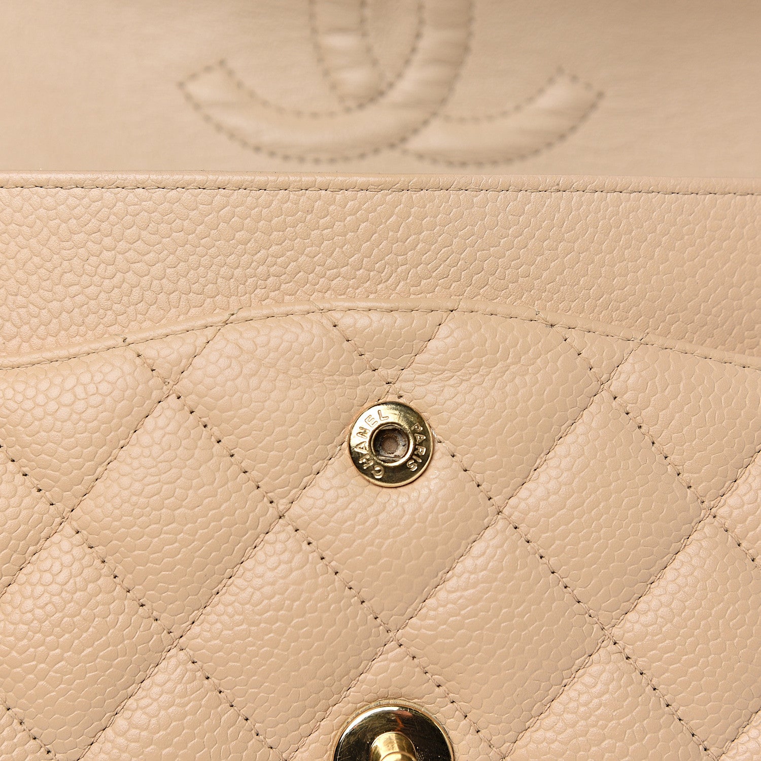 Chanel Caviar Quilted Medium Double Flap Beige 11 of 11