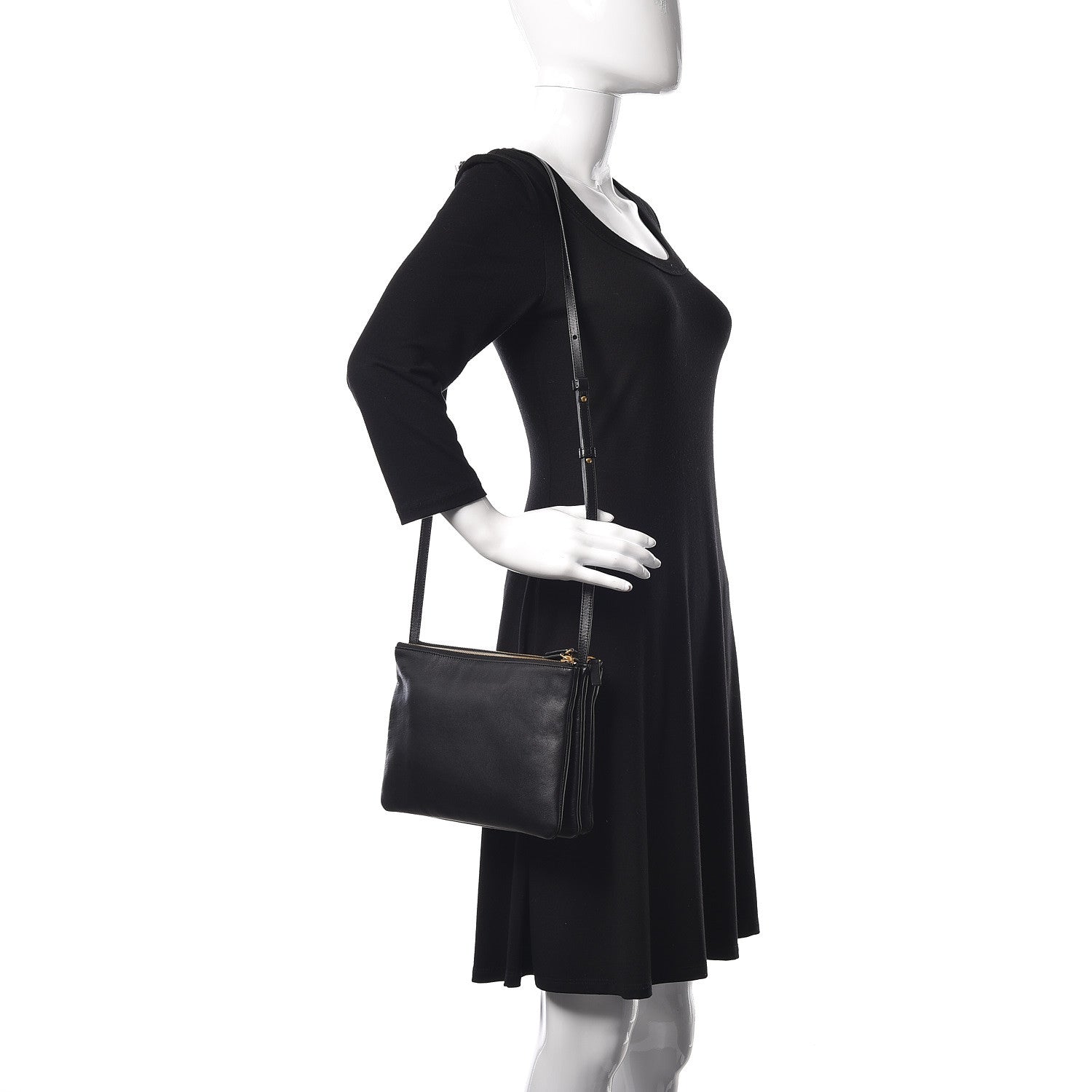 Celine Lambskin Large Trio Crossbody Bag Black 2 of 12