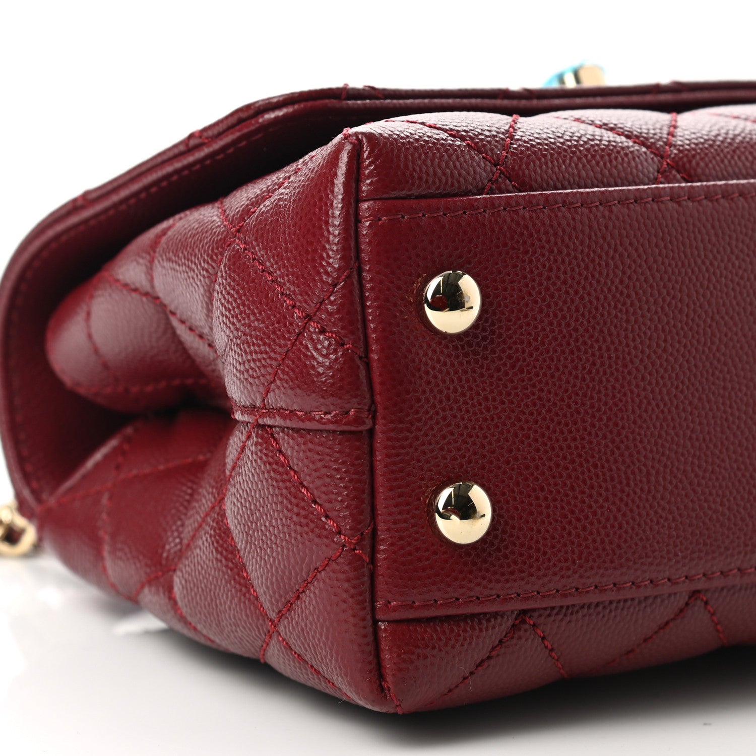 Chanel Caviar Quilted Lizard Embossed Extra Mini Coco Handle Flap Burgundy 9 of 11