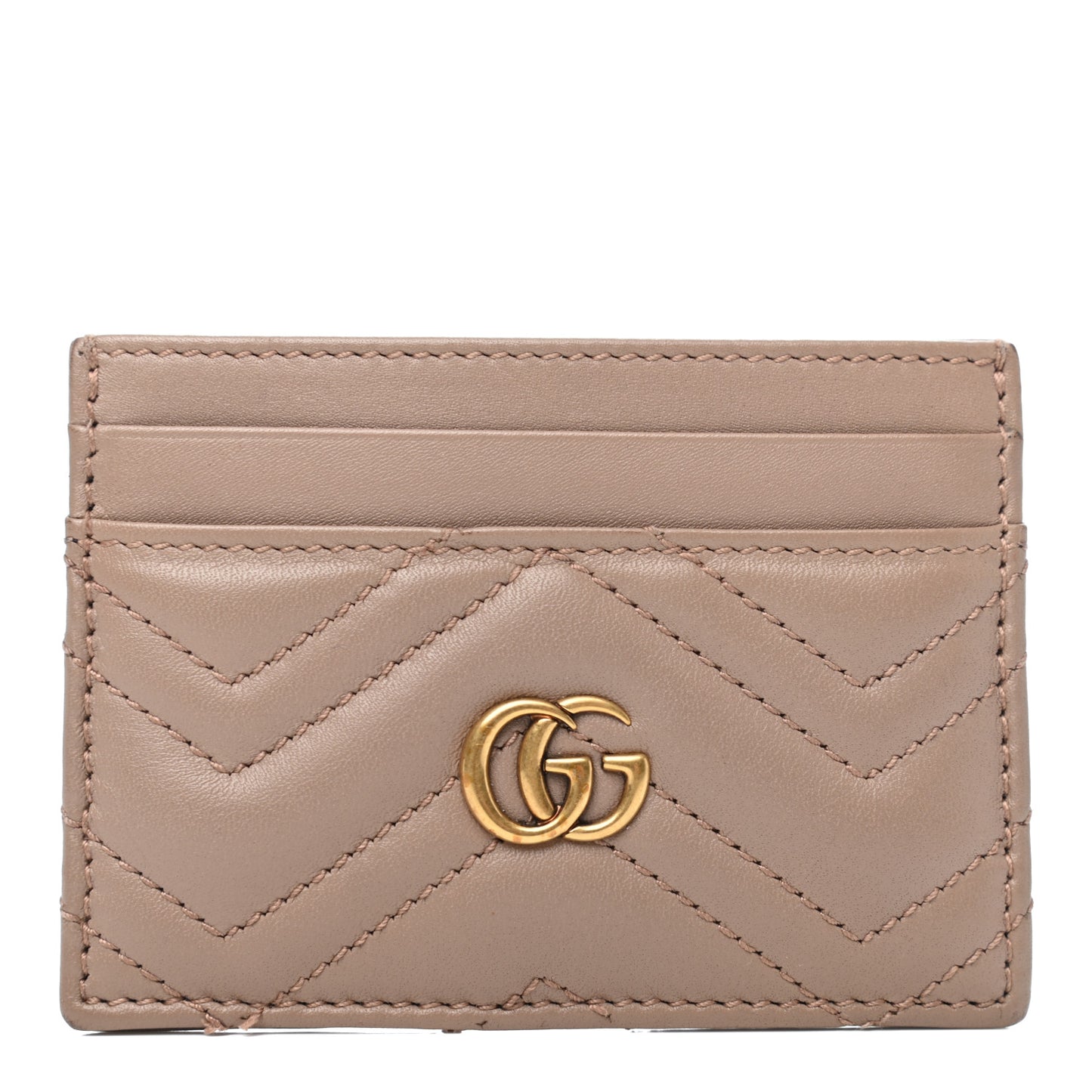 Calfskin Matelasse GG Marmont Card Holder Porcelain Rose