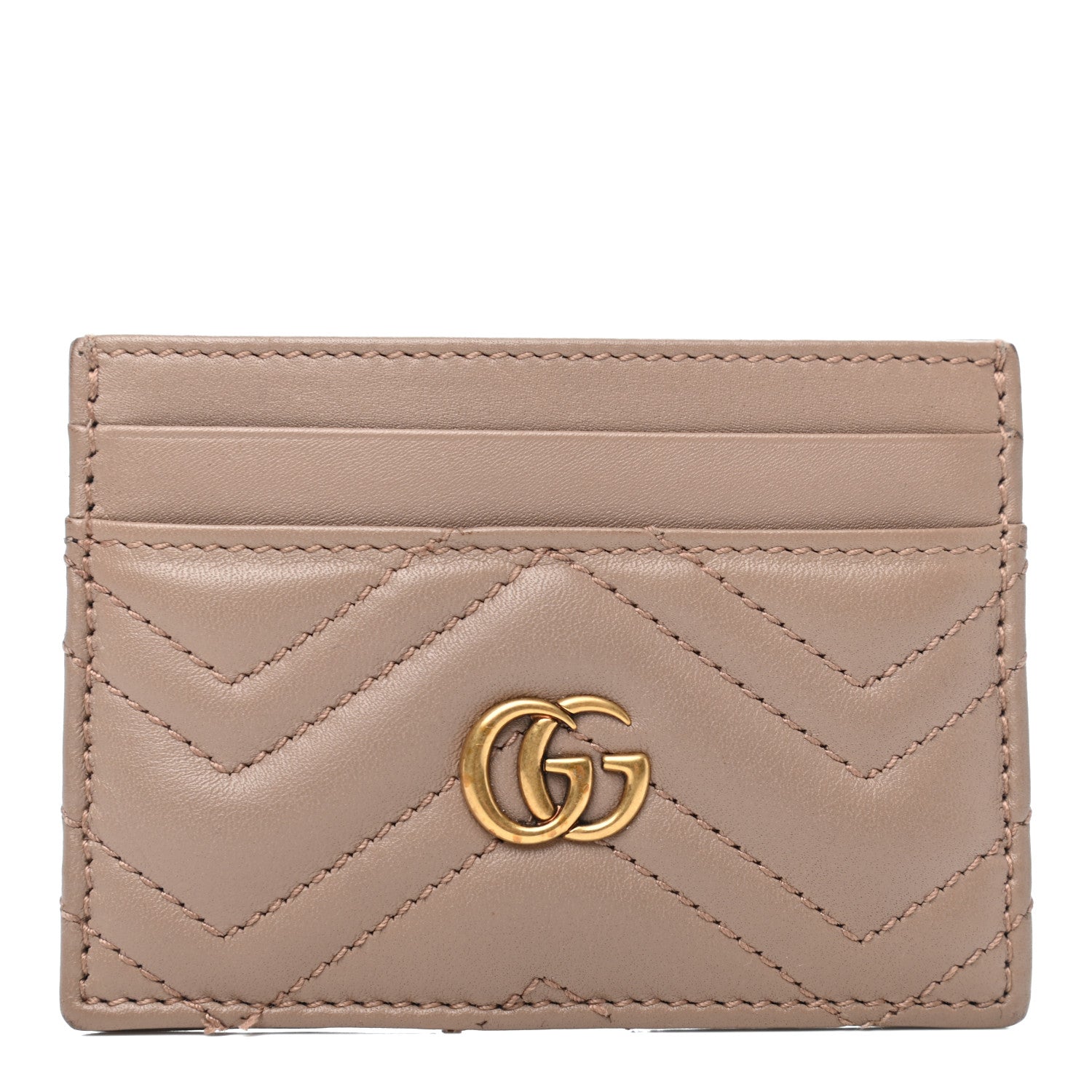 Gucci Calfskin Matelasse GG Marmont Card Holder Porcelain Rose 1 of 7