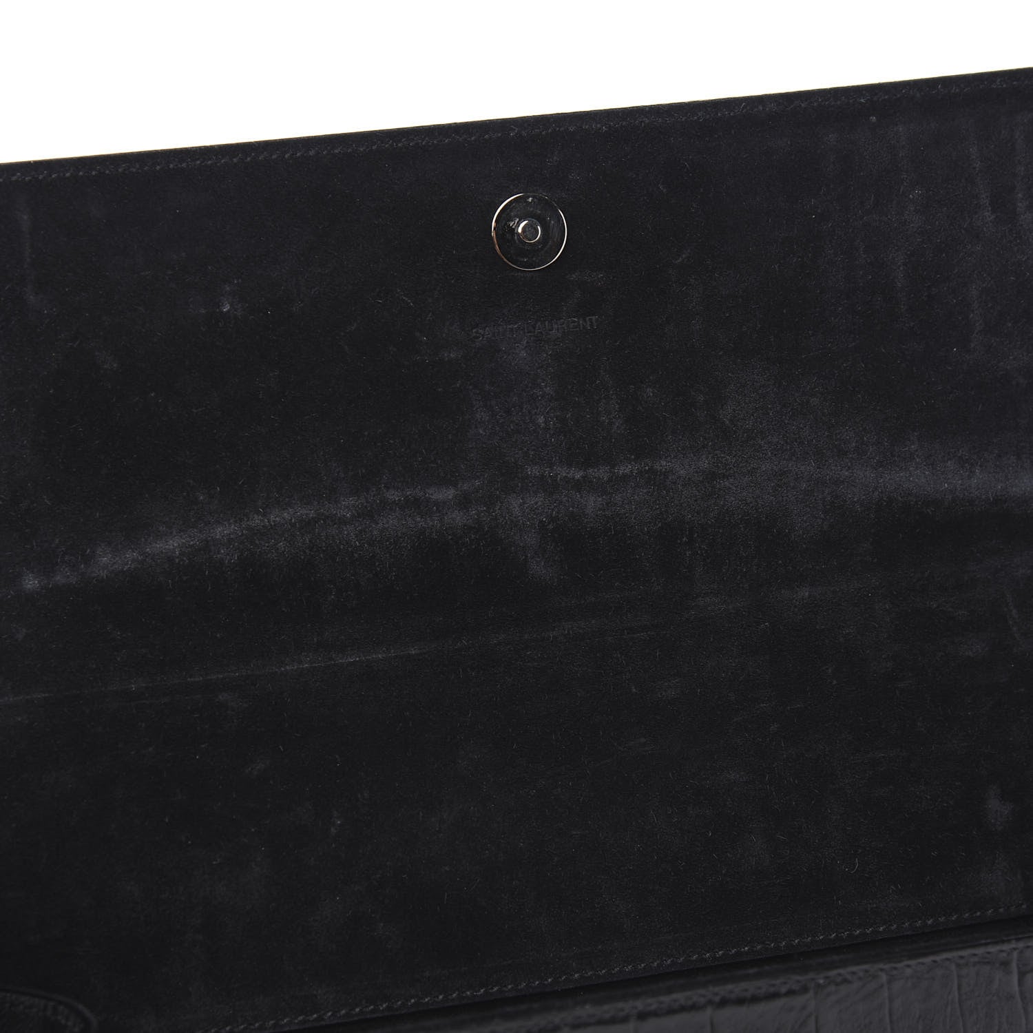Saint Laurent Calfskin Crocodile Embossed Classic Monogram Clutch Black 9 of 9