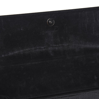 Saint Laurent Calfskin Crocodile Embossed Classic Monogram Clutch Black 9 of 9