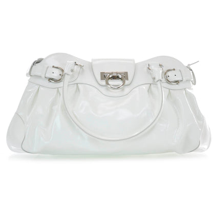FASHIONPHILE SALVATOREFERRAGAMOPatentLeatherMarisaWhite 1 of 8