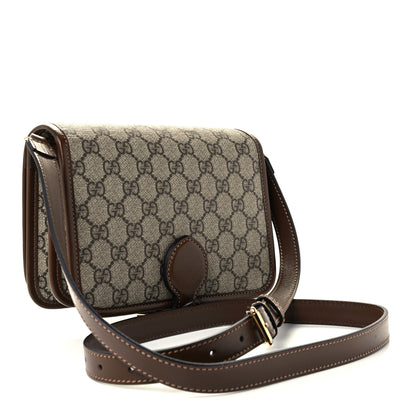 Gucci GG Supreme Monogram Azalea Calfskin Mini Retro Interlocking G Flap Shoulder Bag Beige Ebony Brown Sugar 3 of 10