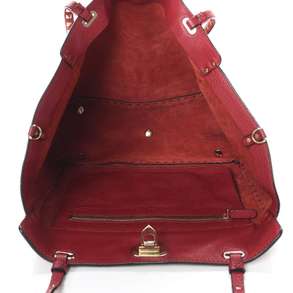 Valentino Garavani Pebbled Calfskin Medium Rockstud Tote Scarlet 6 of 12