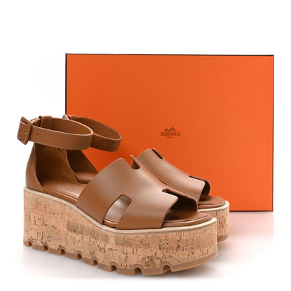Hermes Calfskin Cork Luce 30 Sandals 37 Naturel 9 of 9