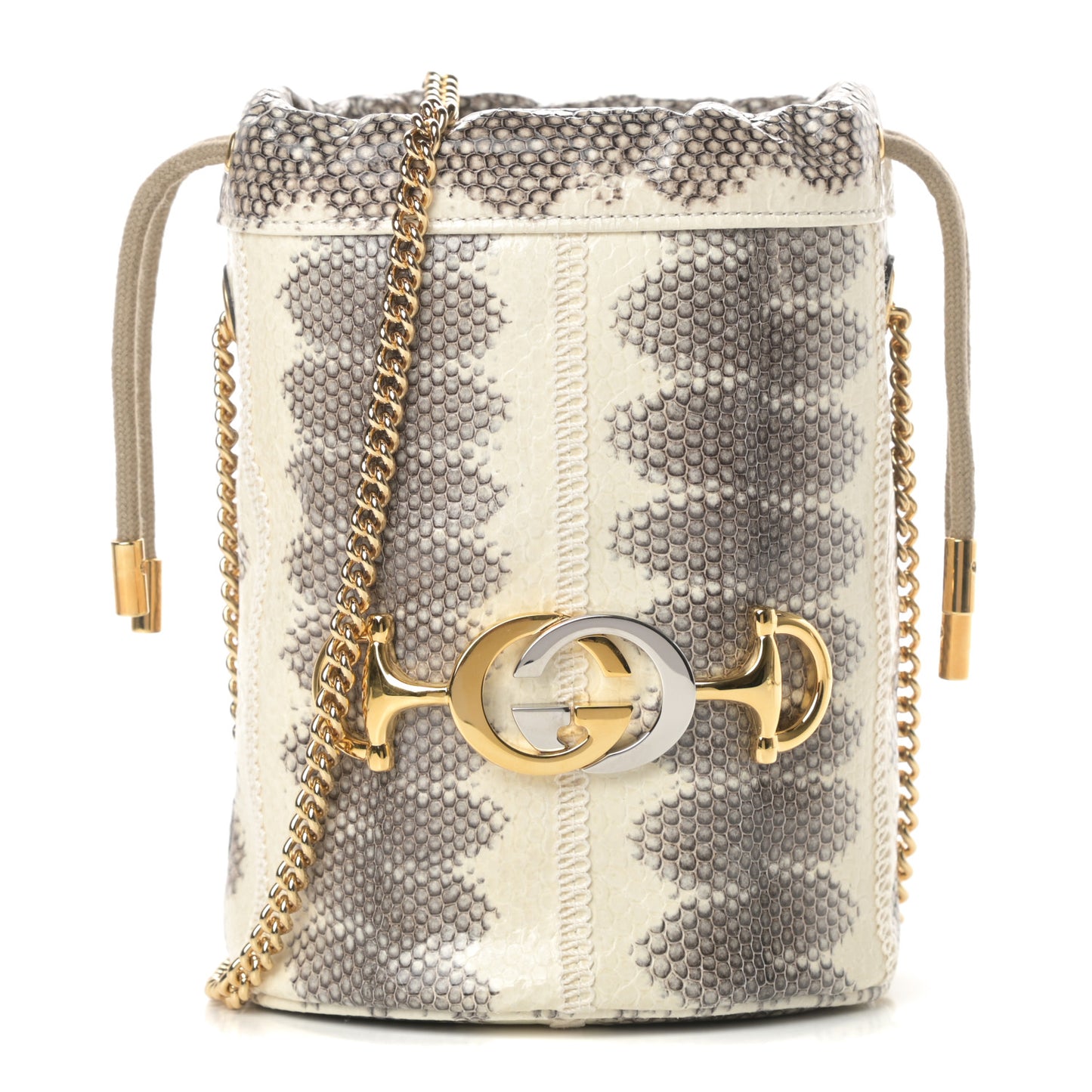 Snakeskin Mini Zumi Bucket Bag Grey